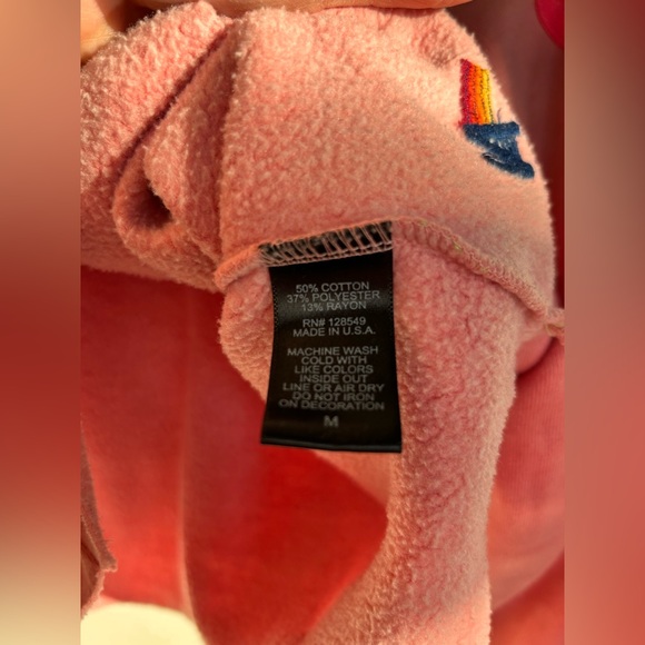 Aviator Nation Bolt Cropped Sweatshirt in Rose & Neon Pink Size M - Picture 9 of 10